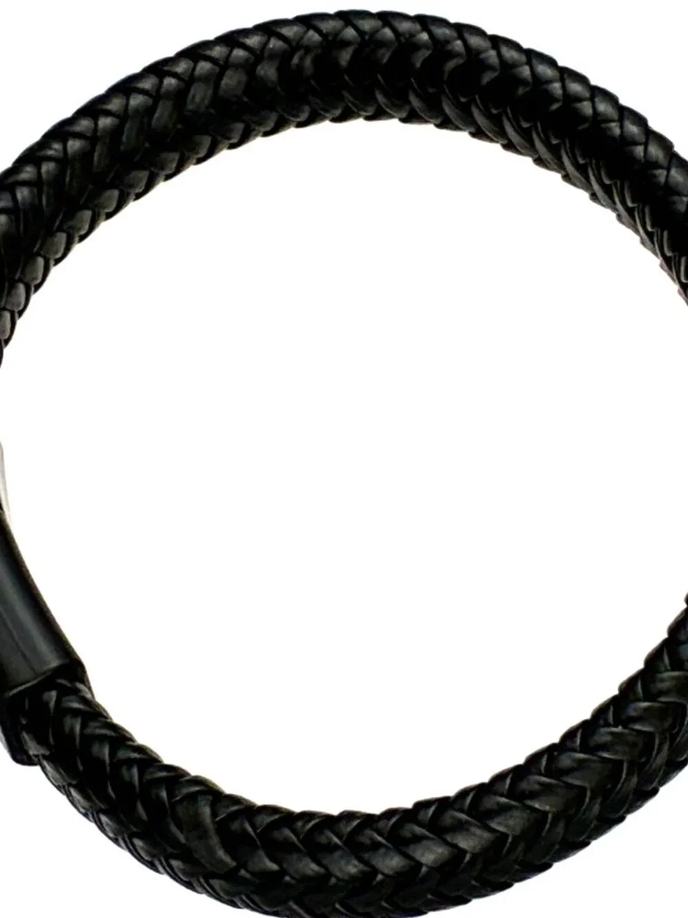 Black Braided Leather Bracelet | Magnetic Clasp | Unisex Minimalist Wristband
